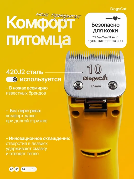 Машинка для стрижки собак и кошек DogsCat Mango 55ВТ 1.5мм, 55 Вт, фото 2