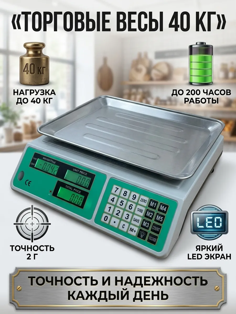 Весы торговые Lh-1005 платформа 33x23см 40 кг