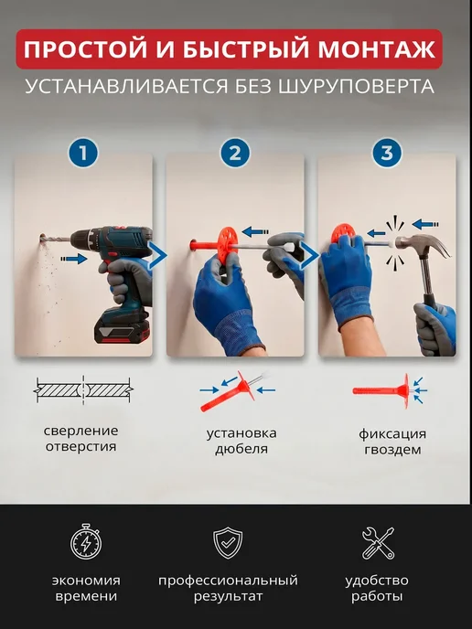 STARFIX Дюбель для теплоизоляции 10х220 мм с металлическим гвоздем, 10x220 мм, фото 3