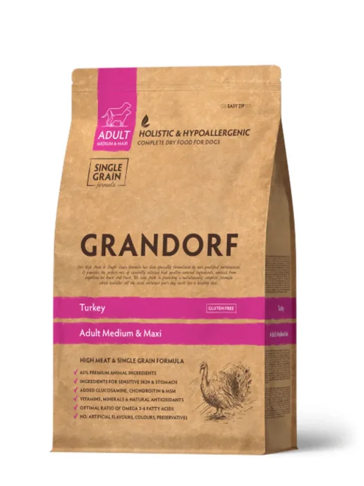 Сухой корм Grandorf' для собак, взрослые, индейка, 3 кг