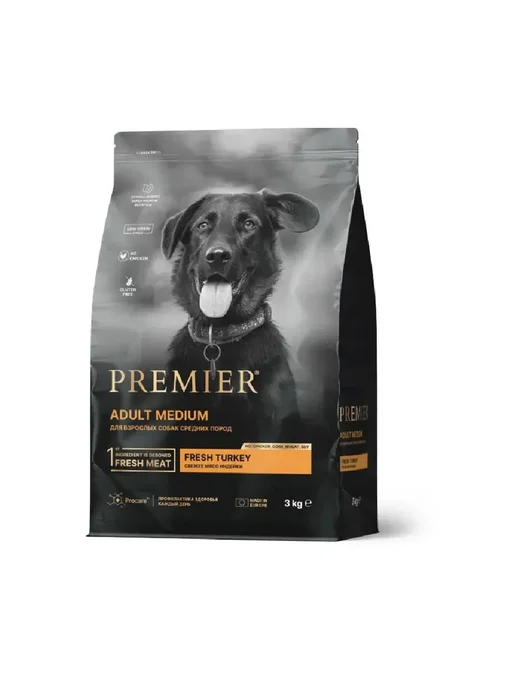 Сухой корм PREMIER для собак, средние, индейка, 3 кг, фото 2