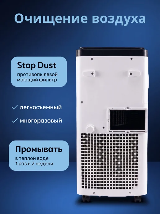 Кондиционер напольный портативный с фреоном, белый, фото 4