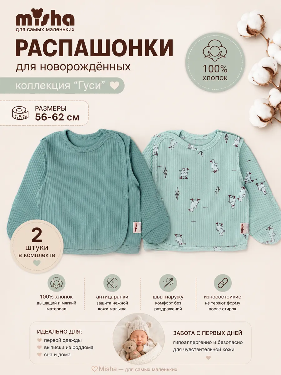 Распашонки для новорождённых 2 шт.