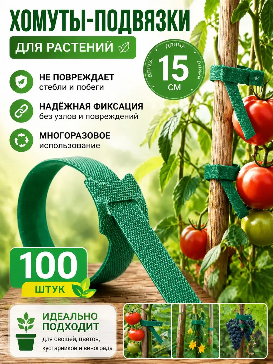 Подвязка для растений многоразовая 100 шт
