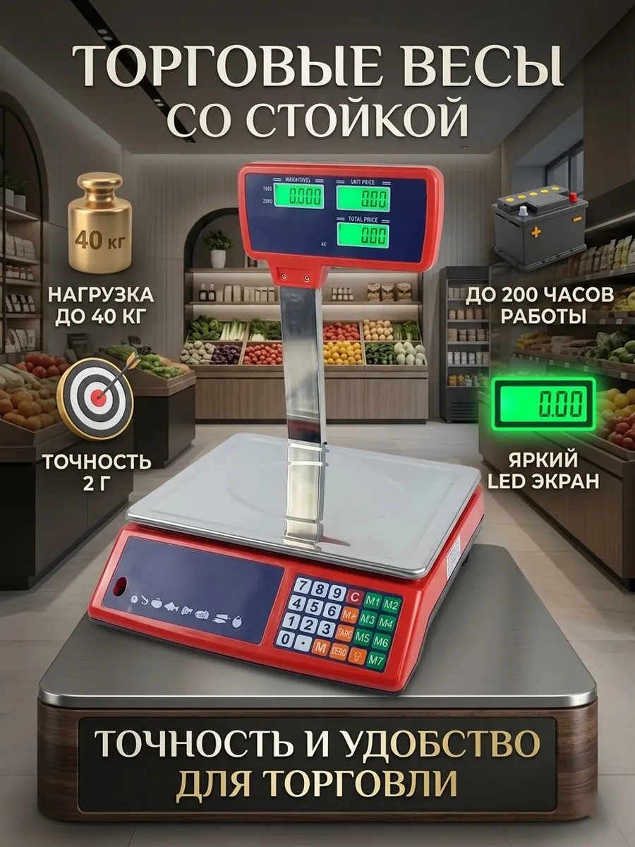 Весы со стойкой Lh-1006 платформа 33x23см 40 кг