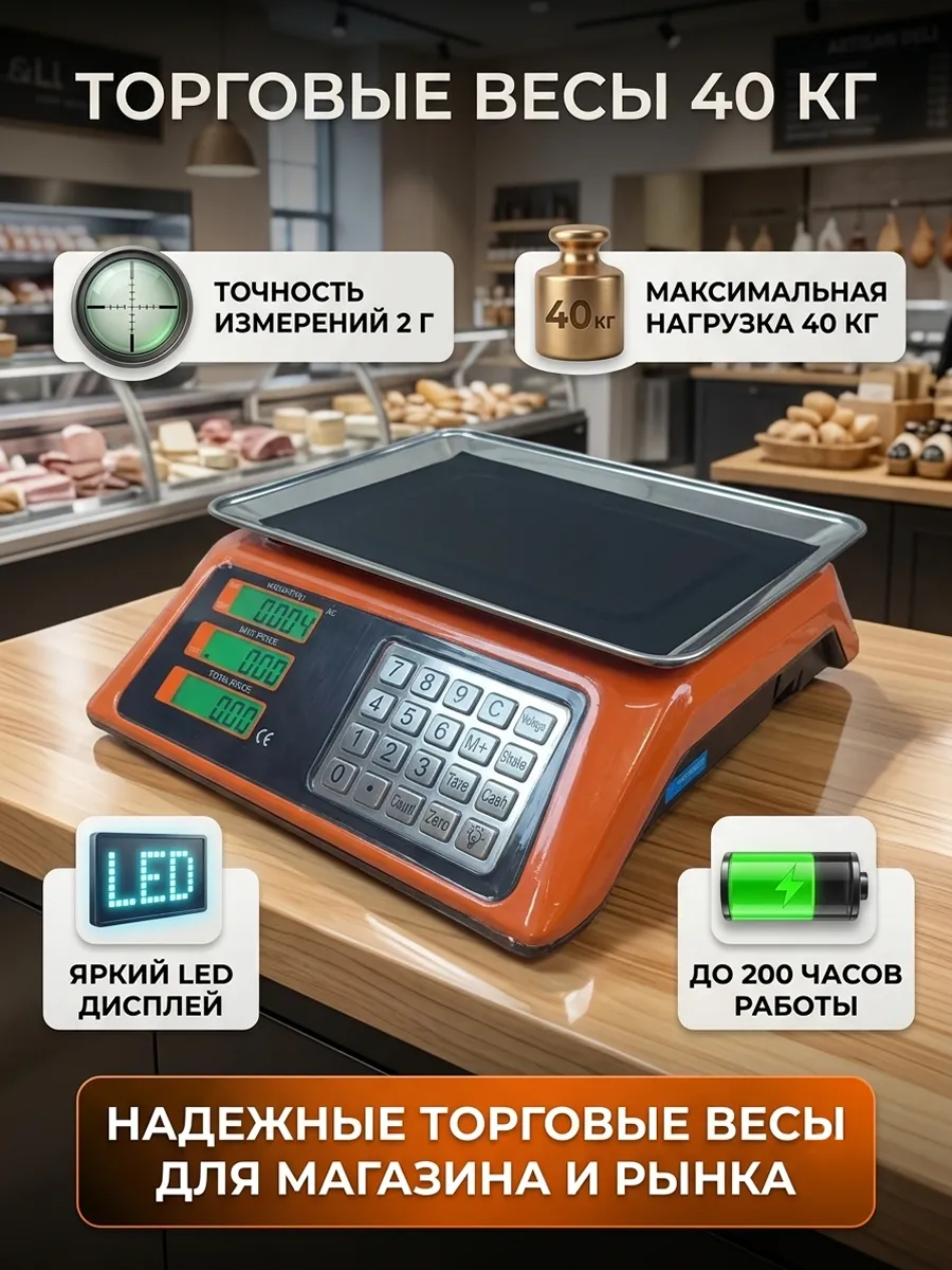 Весы торговые Lh-1003 платформа 33x23см 40 кг