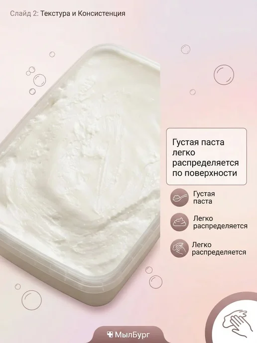 Нет бренда Мыльная основа кремовая. Универсальная кремообразная - 1 л, 1 л, фото 6