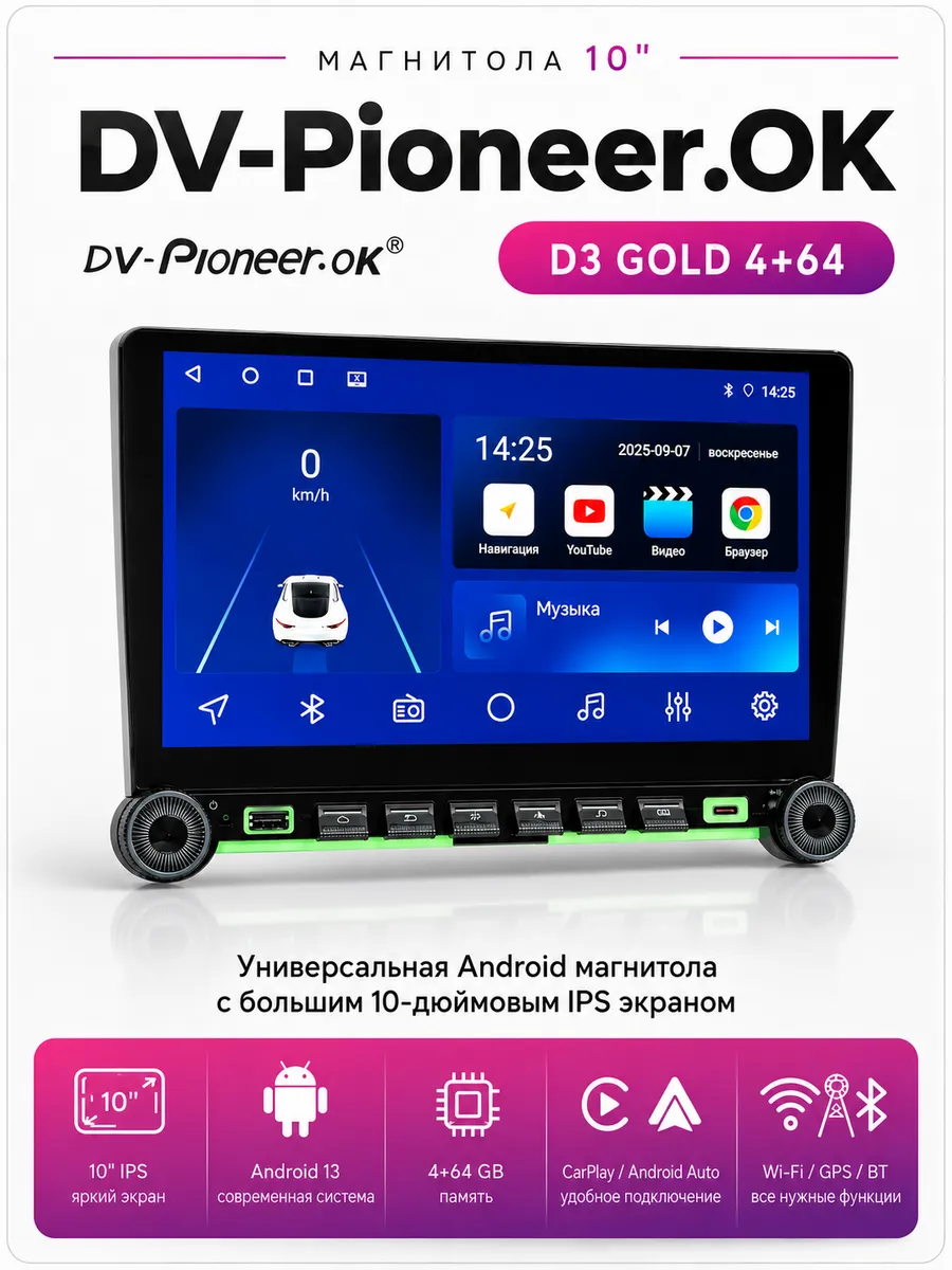 Автомагнитола с крутилками 2 DIN Android 4/64 10″