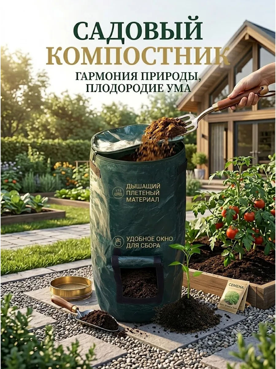 Компостер садовый, мешок для компоста 35х60 см