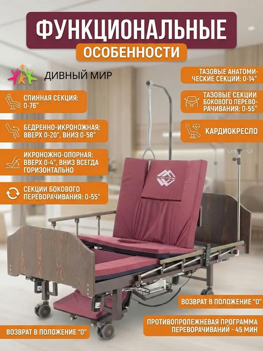 Med-Mos Кровать медицинская YG-3 (MM-5228H-13), ЛДСП Венге с матрасо…, вариант, фото 3