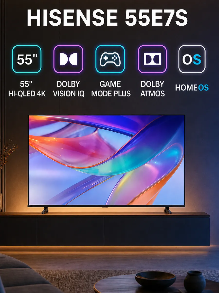 HISENSE Телевизор 55" 55E7S, черный