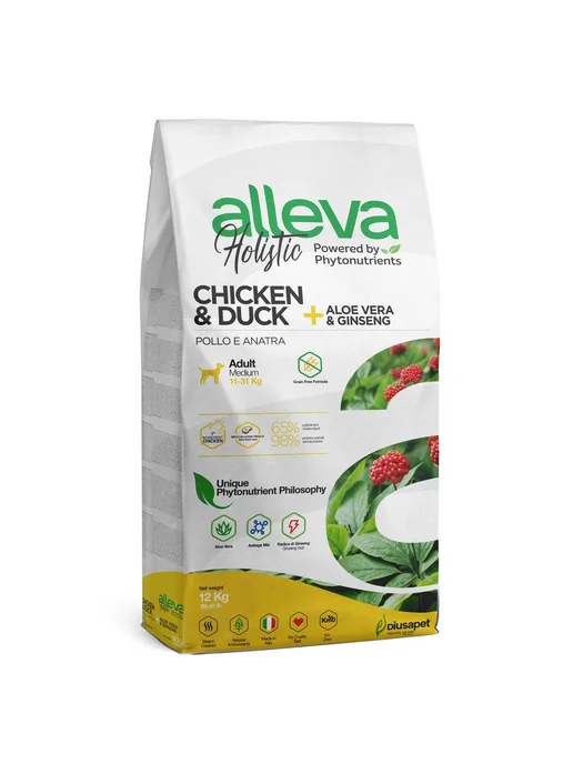 Сухой корм Alleva для собак, средние, курица, 12 кг