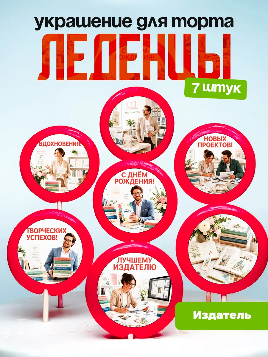 Украшение для торта Издателю. Леденцы