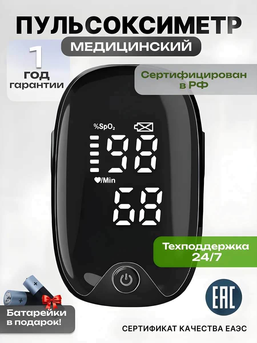Пульсоксиметр на палец Пульсометр медицинский