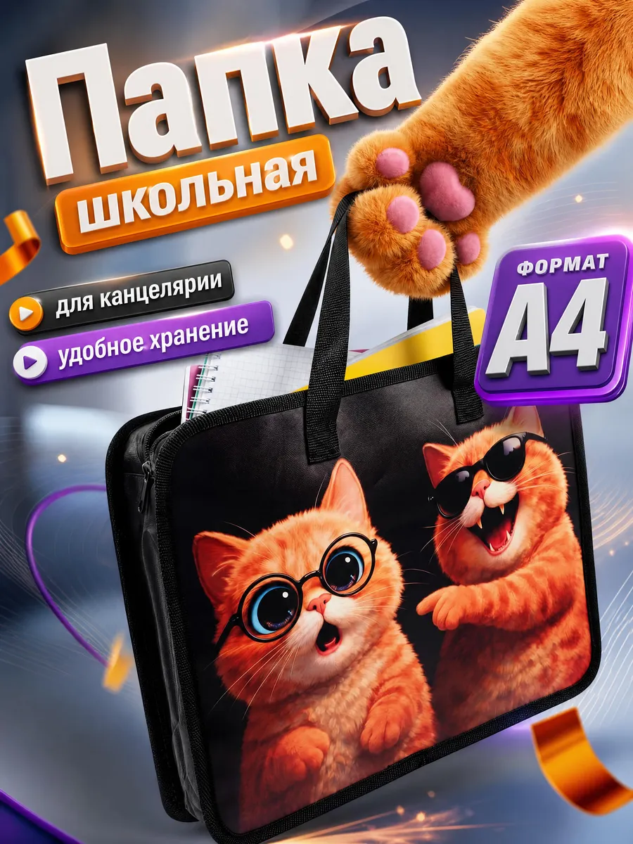 Школьная папка для тетрадей и труда А4 с ручкой