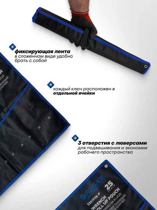 ISMA Органайзер тканевый для набора ключей 18 предметов, FORSAGE 25, фото 2