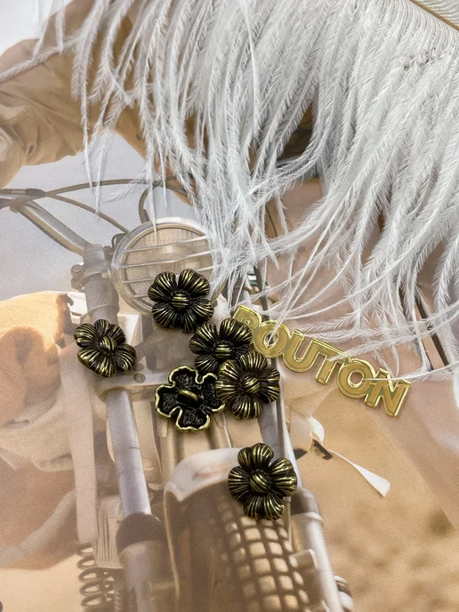 Boutonru Пуговицы бронзовые в форме "Цветка" 6 шт, 6 шт, фото 2