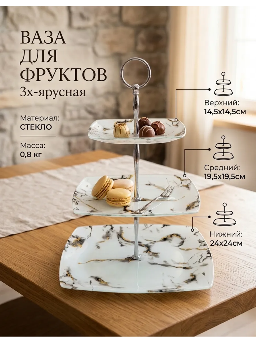 Блюдо-Этажерка Трехъярусная