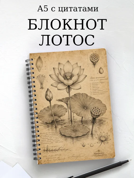 Блокнот Лотос с мотивирующими цитатами