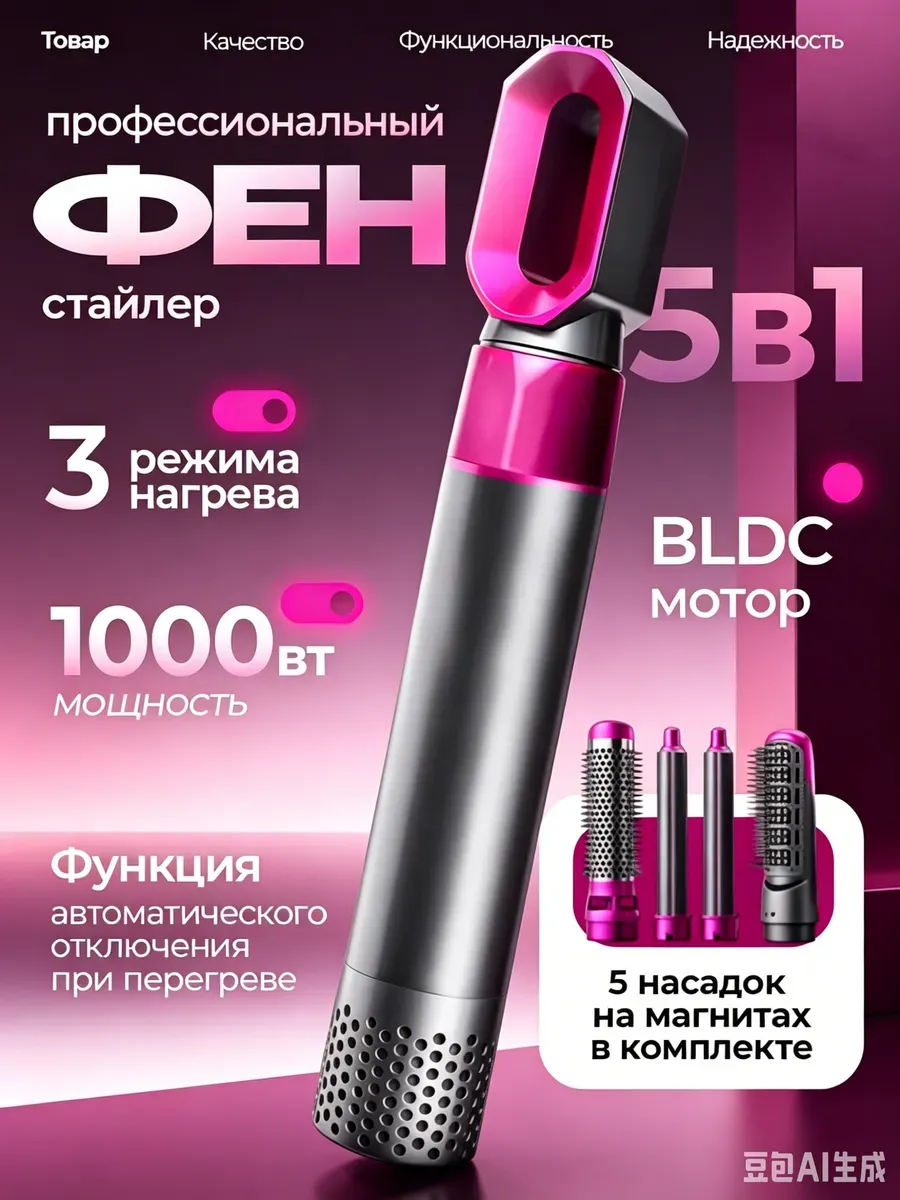 Фен для волос стайлер 5в1