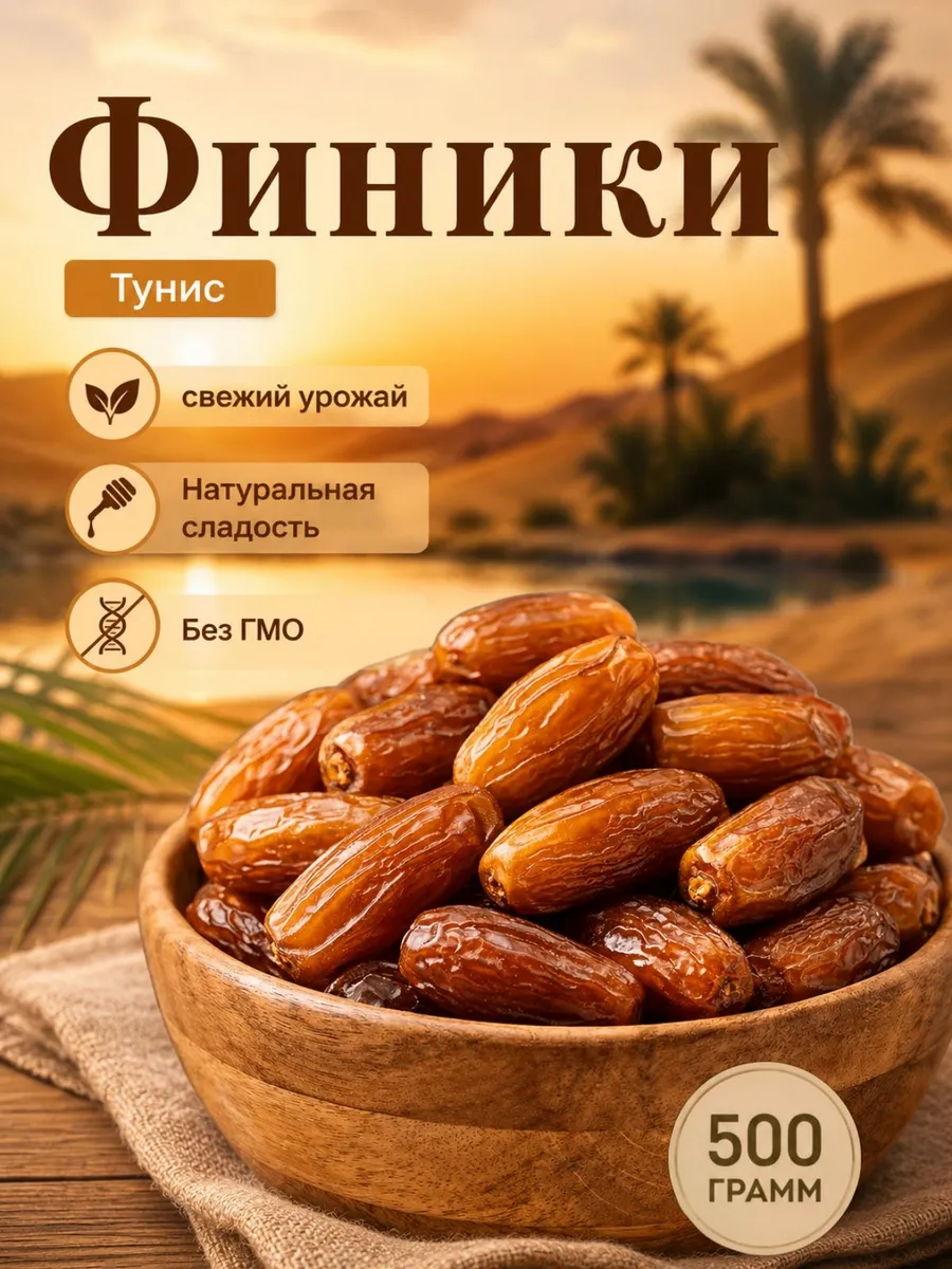Финики Тунис без сахара 500г