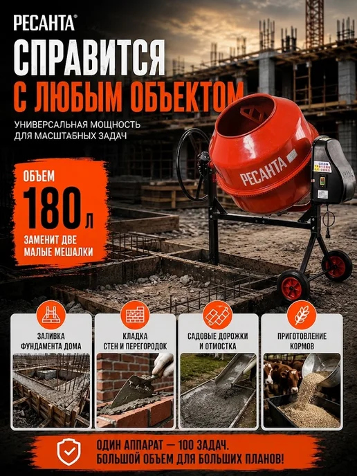 Бетономешалка строительная 180 литров БМ-180Ч — фото 3
