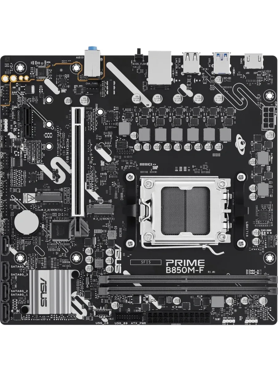 Asus Материнская плата PRIME B850M-F Socket AM5 AMD B850 2xDDR5 m