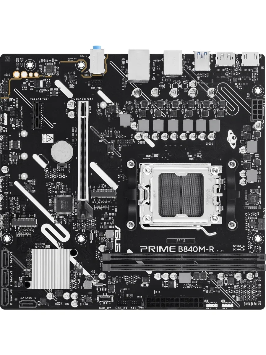 Asus Материнская плата PRIME B840M-R Socket AM5 AMD B840 2xDDR5 m