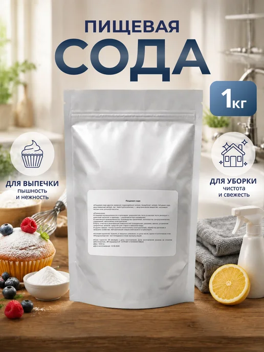 МОИ ПРОСТОРЫ Сода пищевая натуральная 1 кг, 1 кг