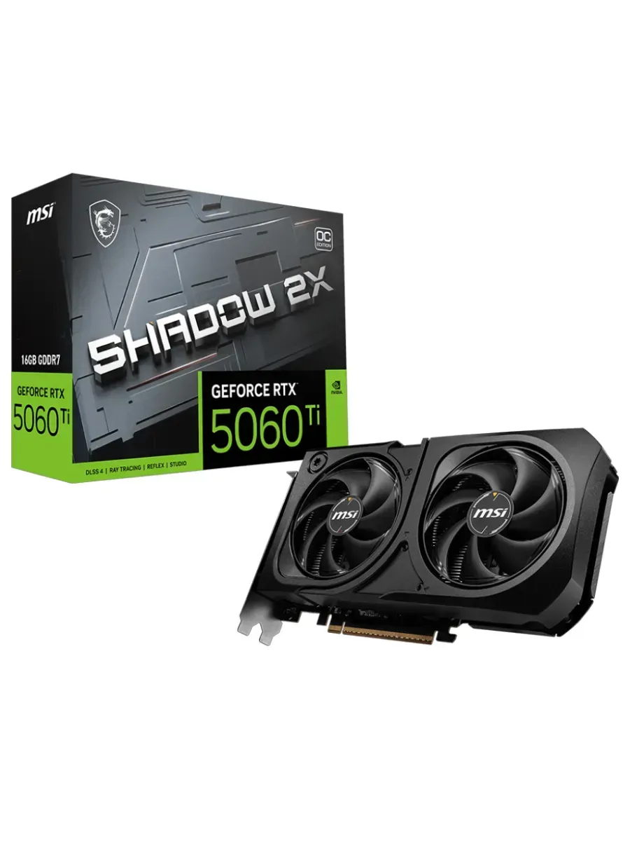 MSI Видеокарта GeForce RTX 5060 Ti SHADOW 2X OC PLUS, 16 ГБ