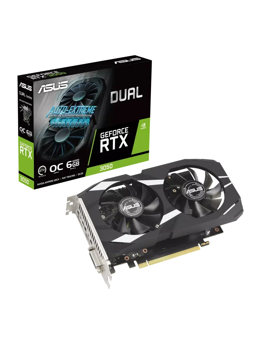 Asus Видеокарта GeForce RTX 3050 Dual OC Edition, 6 ГБ