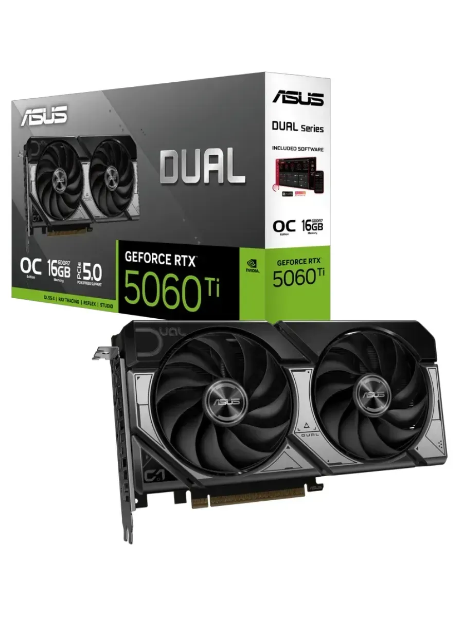 Asus Видеокарта GeForce RTX 5060 Ti DUAL OC, 16 ГБ