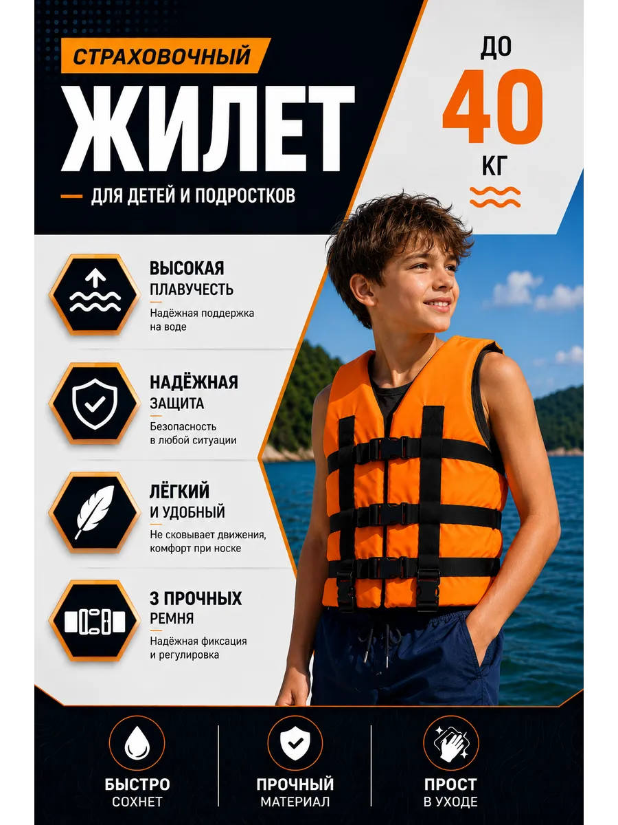 Спасательный жилет детский до 40 кг
