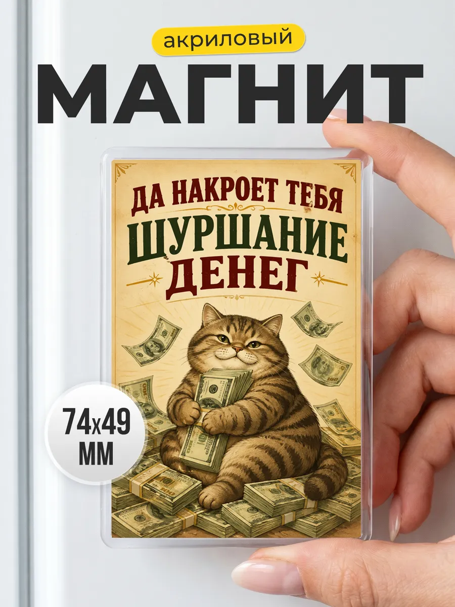 Магнит Да накроет тебя шуршание денег сувенирный в подарок