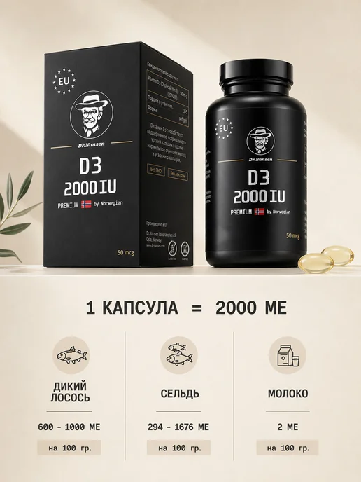 Dr. Nansen Доктор Нансен Витамин Д3 2000 МЕ 120 источник витамина D3, 250 мл, фото 2