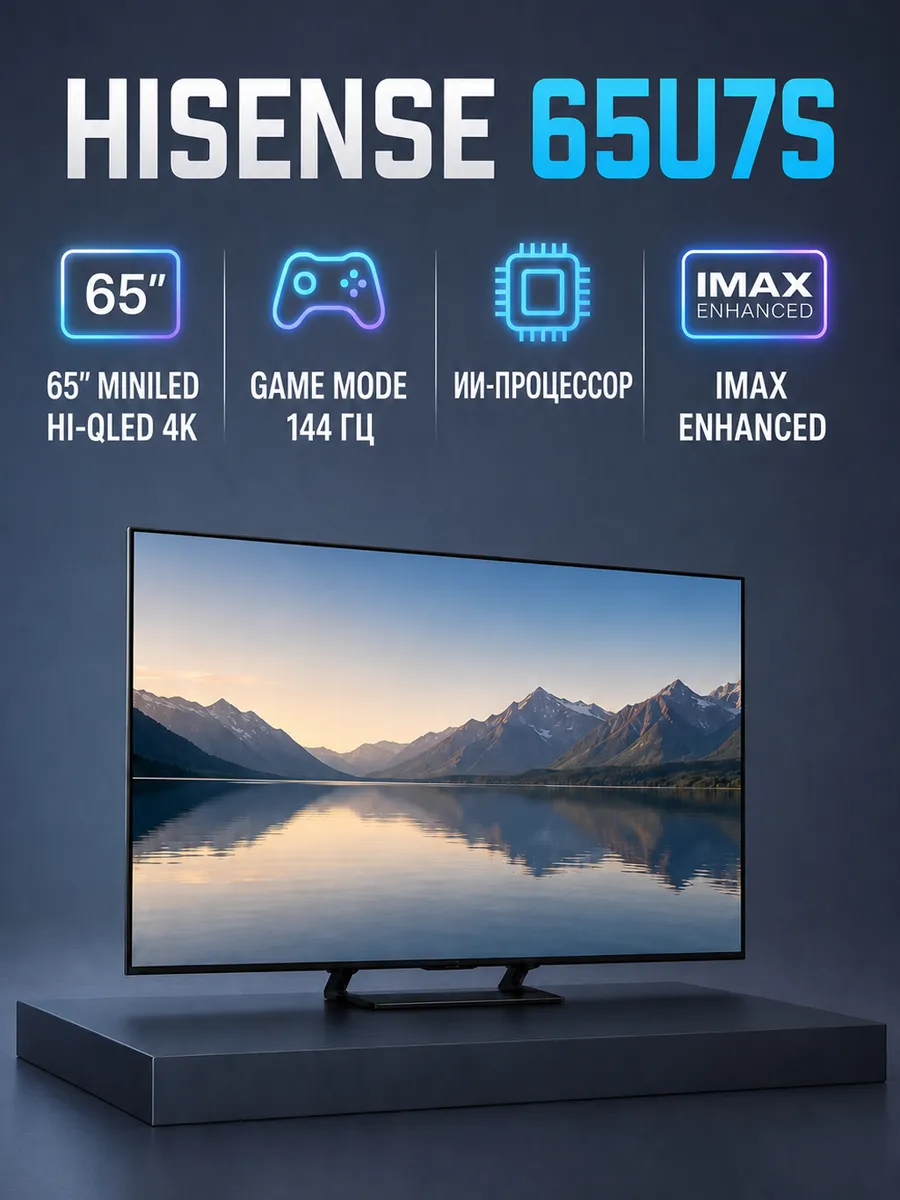 HISENSE Телевизор 65" 65U7S, черный