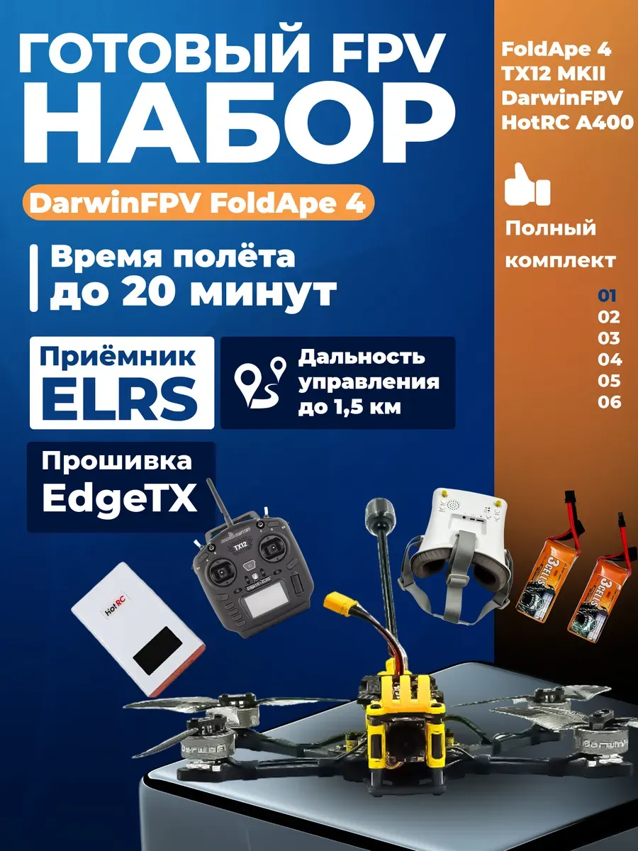 Набор квадрокоптер с камерой FoldApe 4 пульт radiomaster TX12 MK
