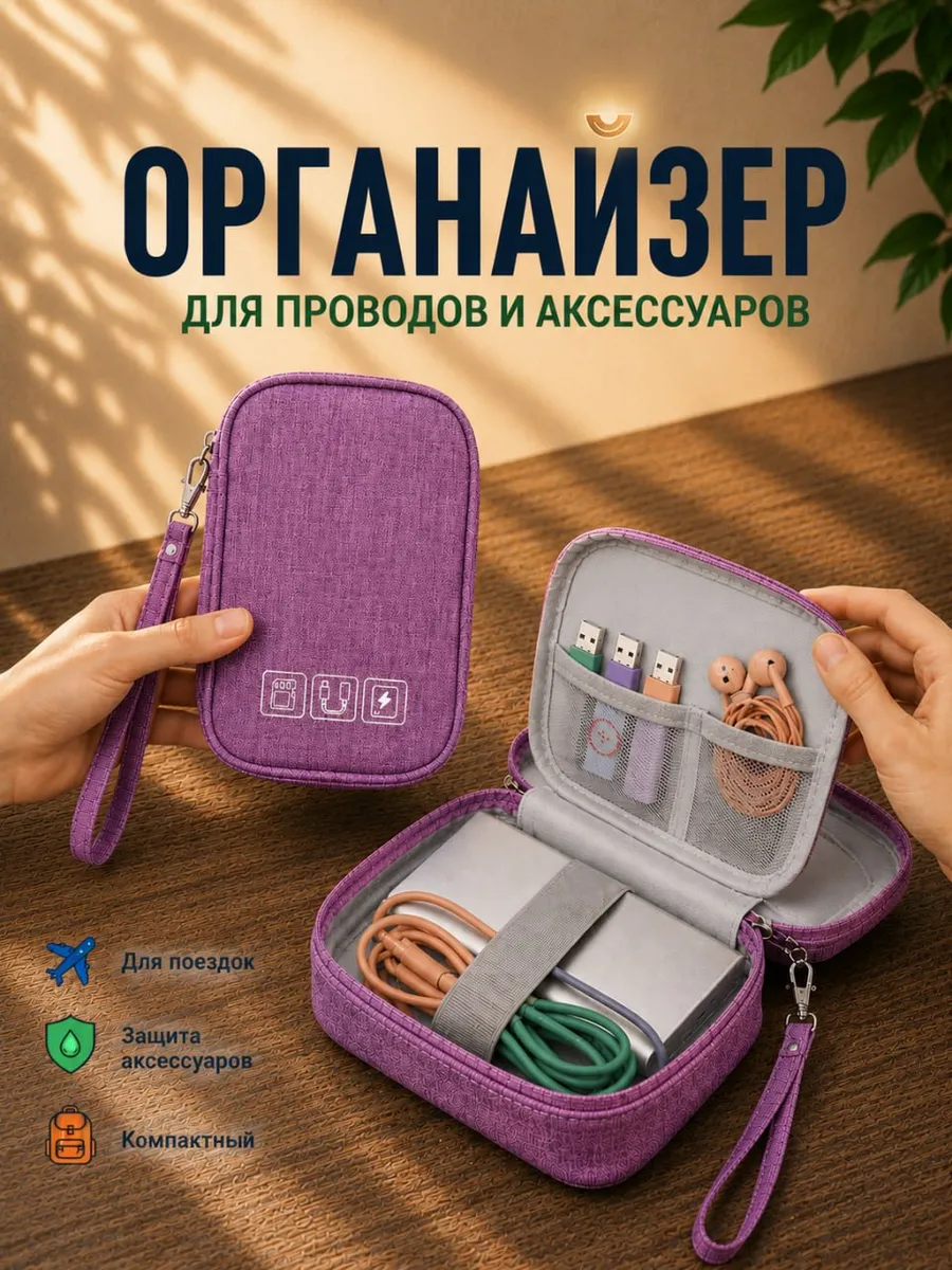 Дорожный органайзер для проводов зарядок и аксессуаров