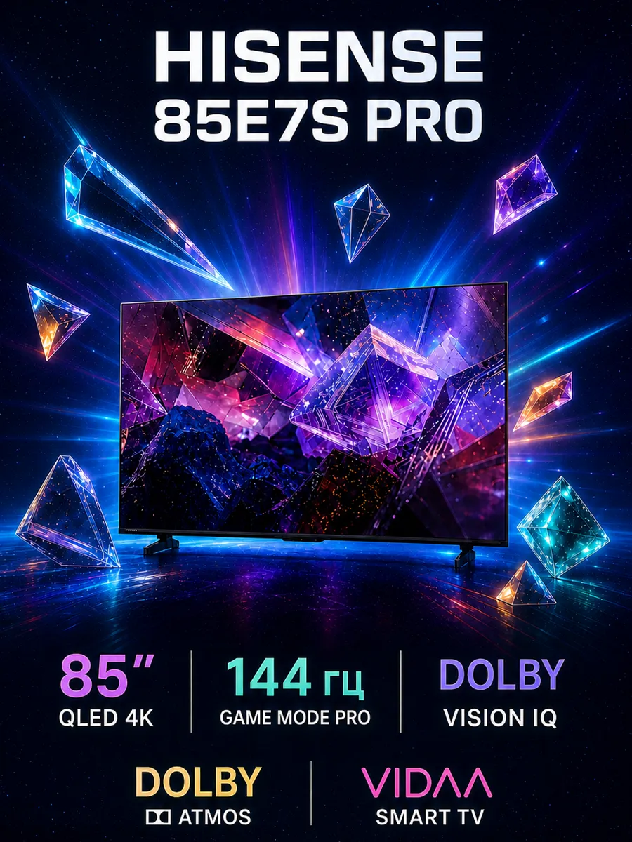 HISENSE Телевизор 85" 85E7S Pro, серый