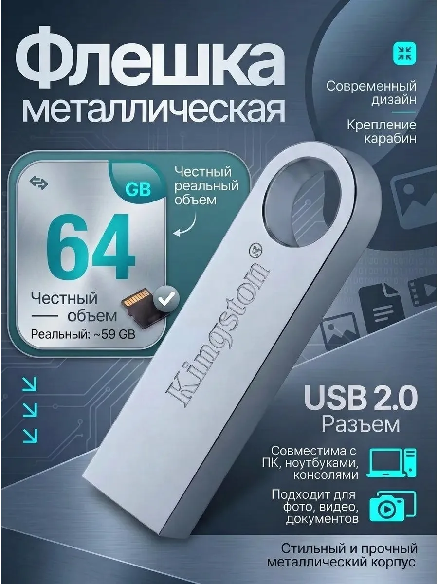 Флешка 64 ГБ USB юсб флэшка flash накопитель