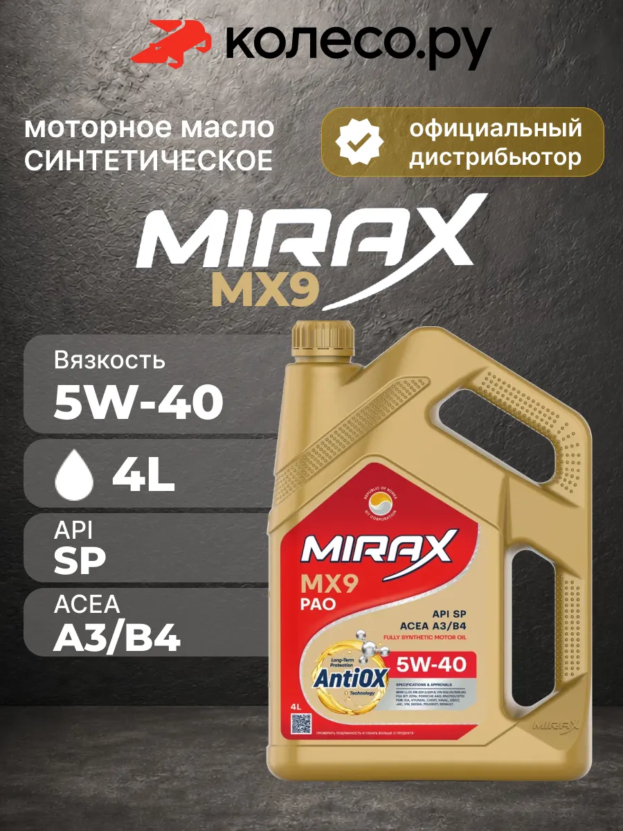 Масло моторное Миракс MX9 5W40 SP 4л