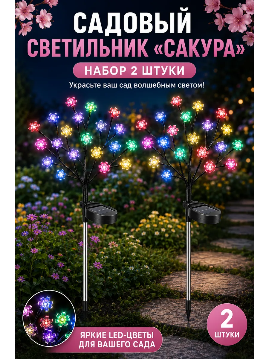Садовый светильник «Сакура» на солнечной батарее