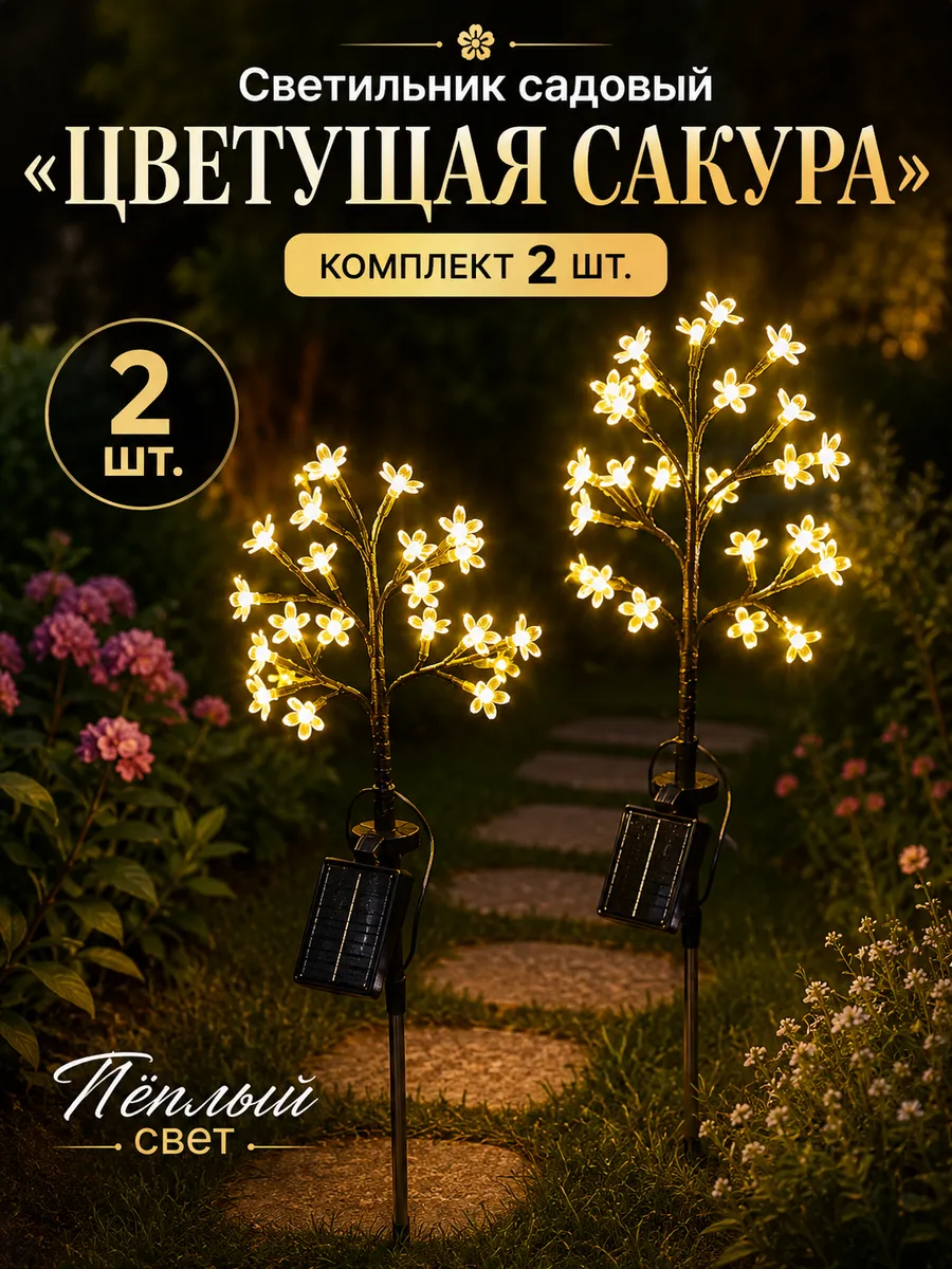 Садовый светильник «Цветущая сакура».2шт