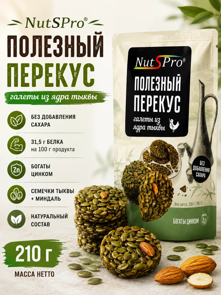 Галеты из семян тыквы снек без сахара