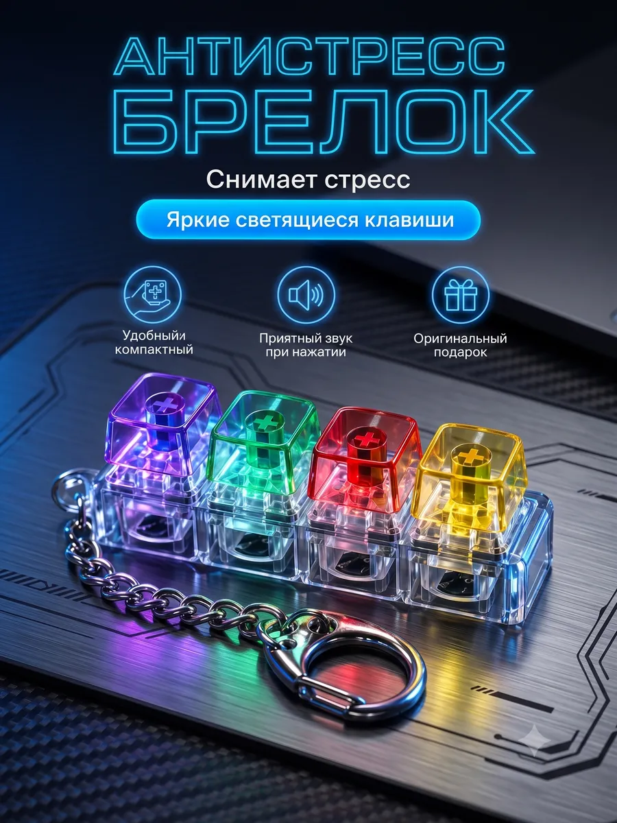 Антистресс клавиатура брелок кейкап
