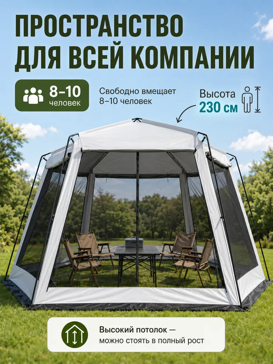Шатер-беседка 400х400 для дачи и кемпинга YMTL-004B Vl