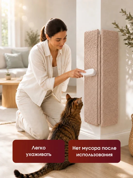 Когтеточка для кошки настенная угловая 50 30 см, бежевый, фото 8