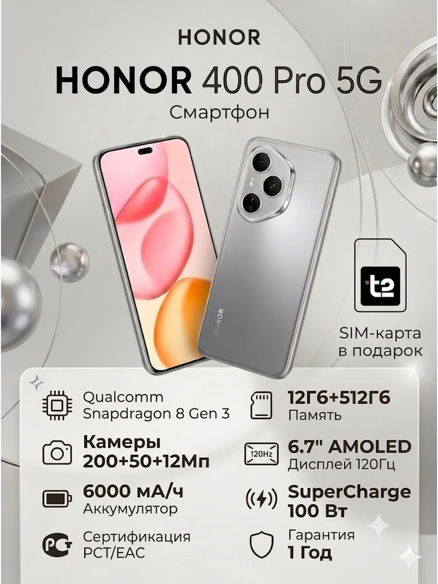 Смартфон 400 Pro 5G 12/512 Титановый серый