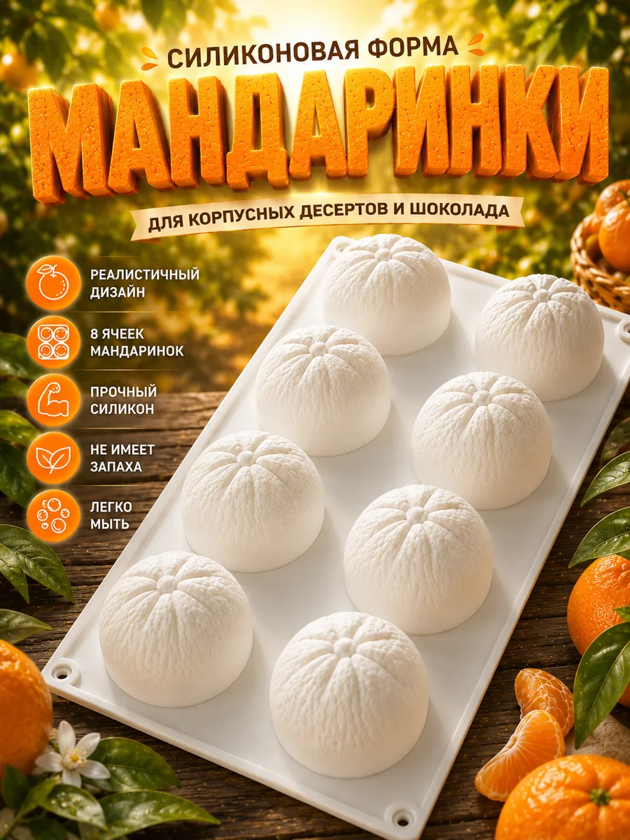Форма силиконовая для муссовых корпусных пирожных Мандарины