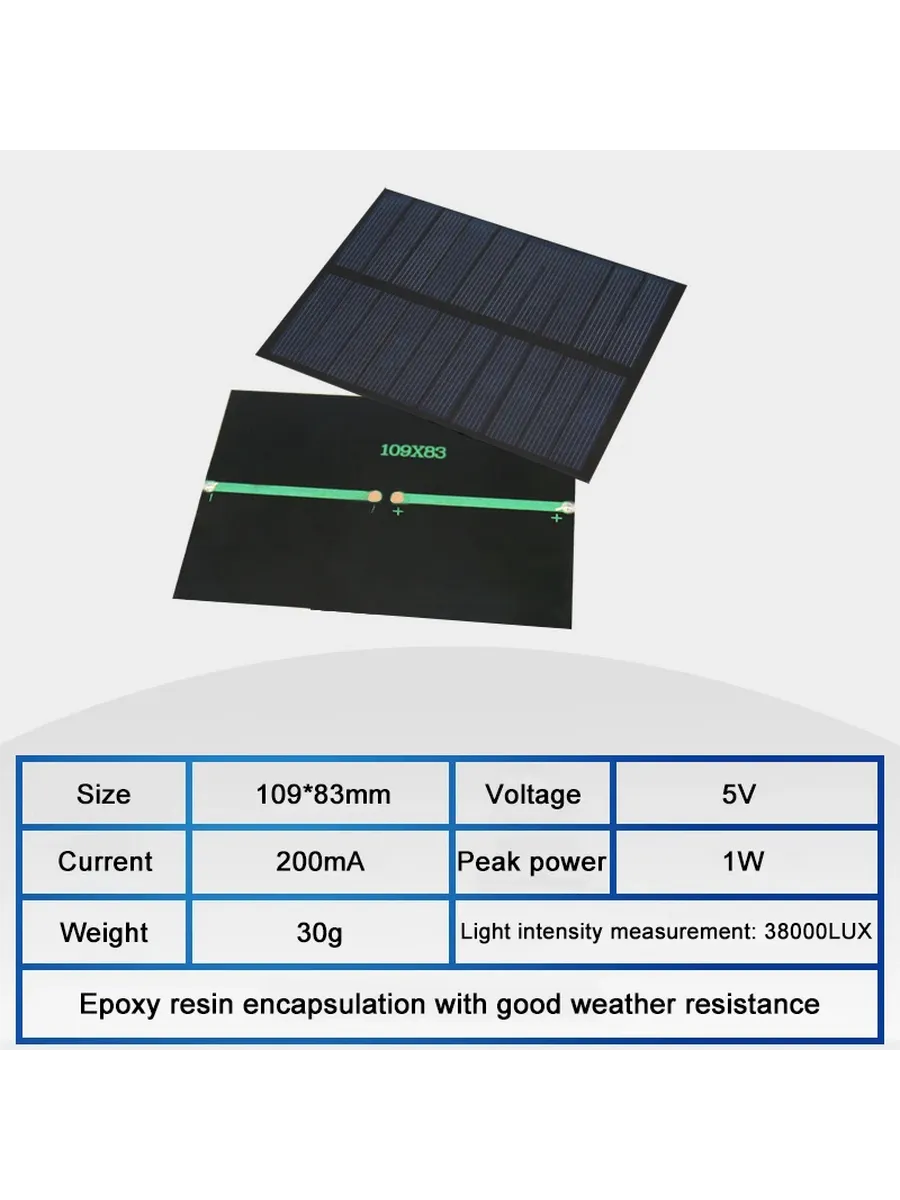Солнечная панель 5V 200mA 109x83mm